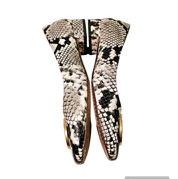 Tory Burch Chelsea Ballet Snakeskin Print Warm Roccia Flats - Picture 6 of 10